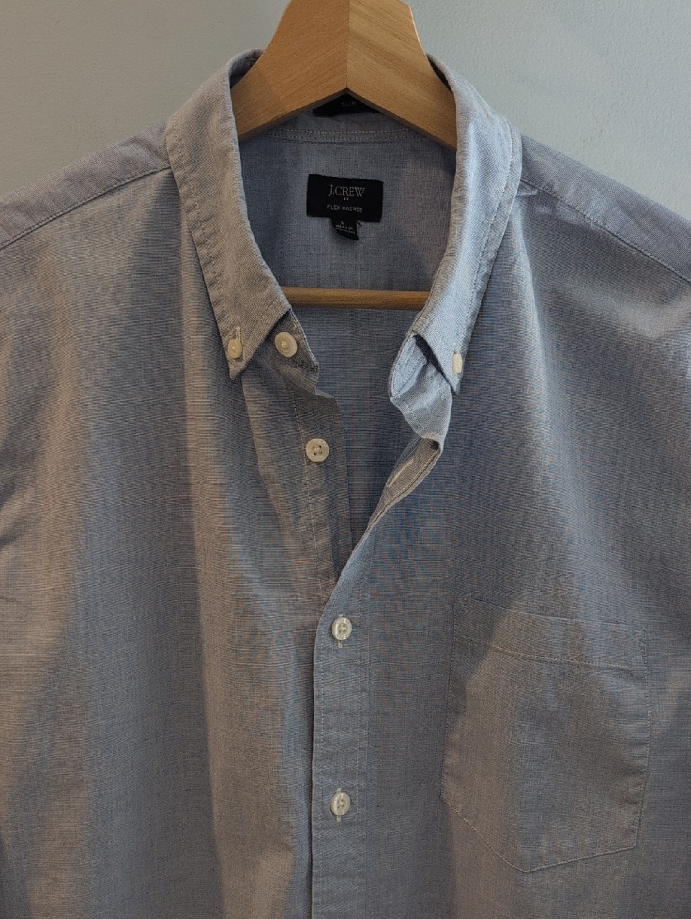 J. Crew Men's Large Slim Fit Flex Washed Long Sleeve Button Down Style #G0275